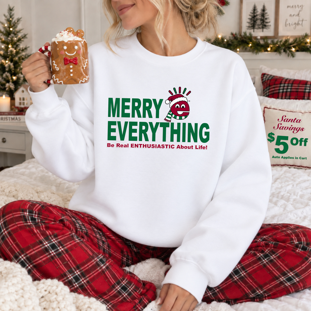 Merry Everything White Crewneck Sweatshirt (Adult)