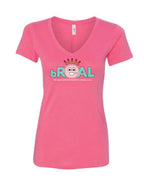 V-Neck Front Logo Pink T-Shirt
