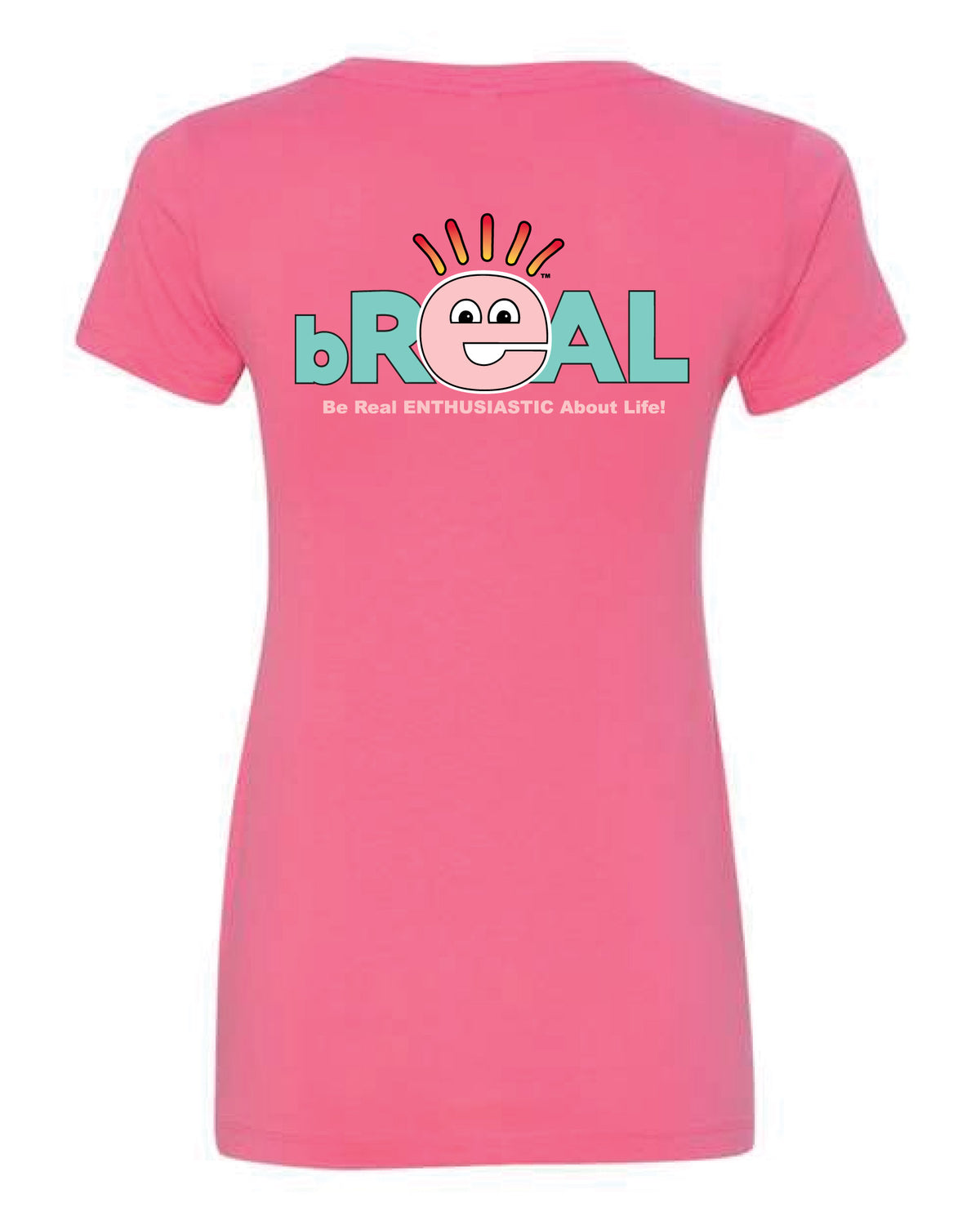 V-Neck Back Logo Pink T-Shirt