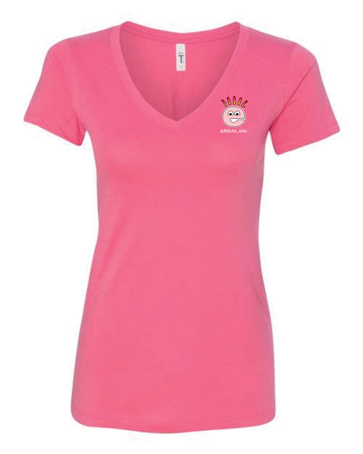 V-Neck Back Logo Pink T-Shirt