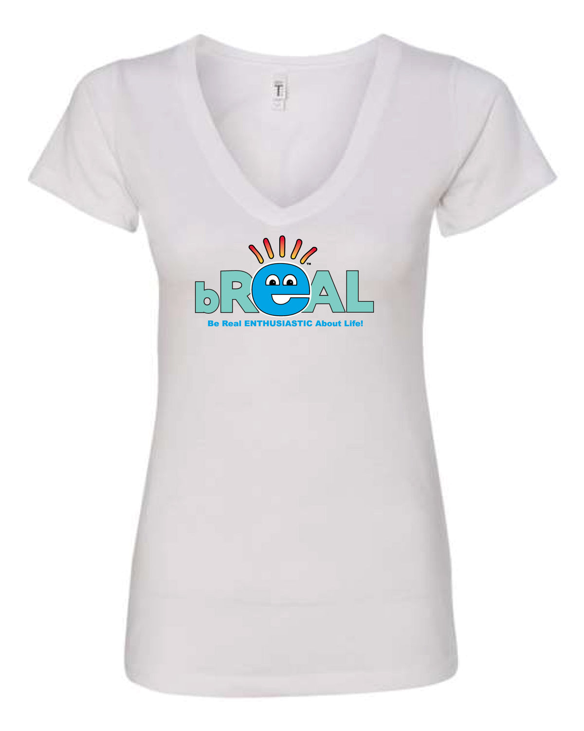 V-Neck Front Logo White T-Shirt